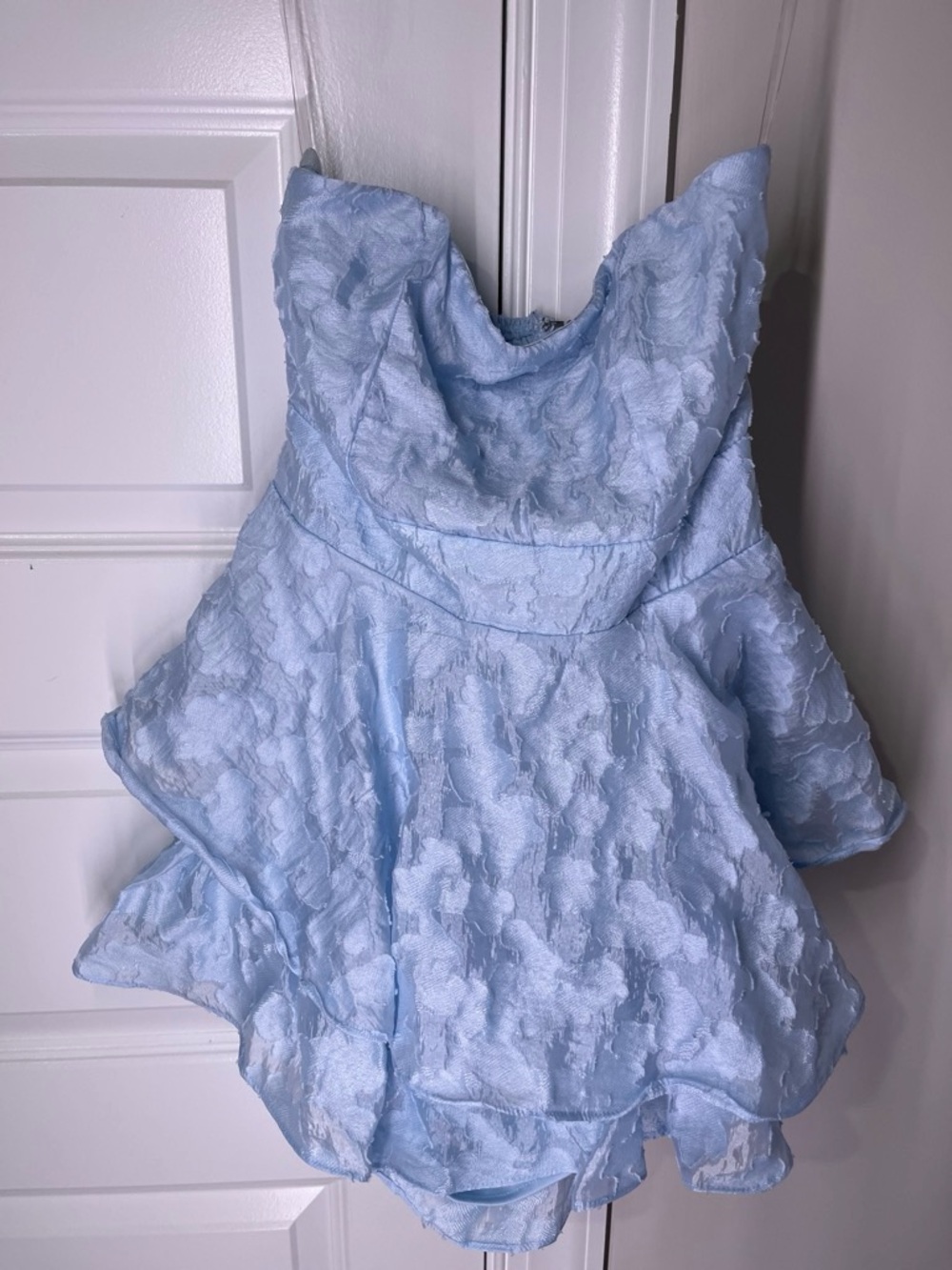 Windsor Light Blue Textured Strapless Dress - Picture 1 of 3